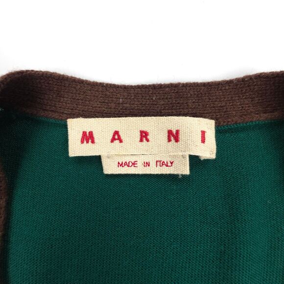 MARNI Virgin Wool Cardigan Sweater Green Colorblock Lagenlook French Girl Twee - Picture 2 of 8